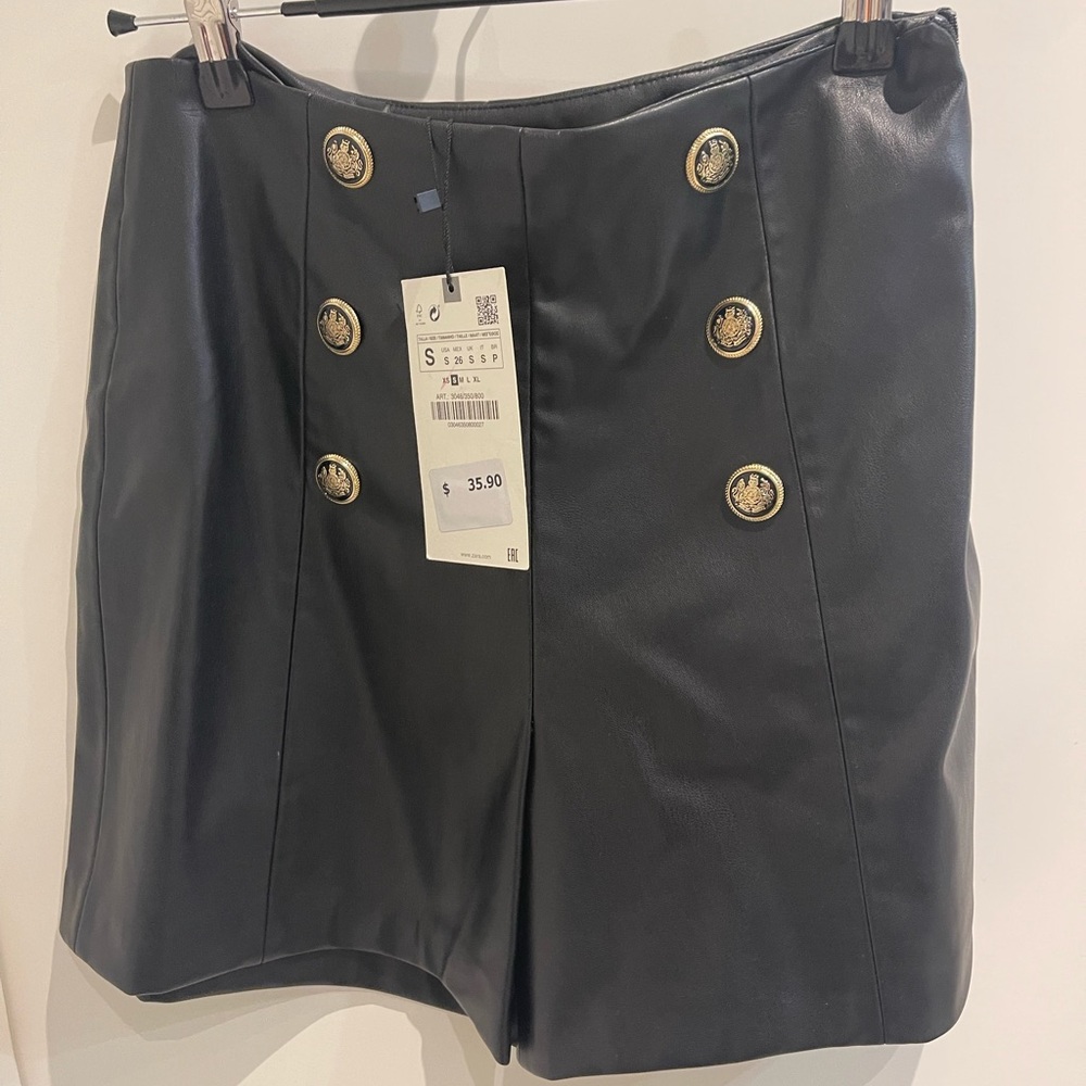 Zara Black Gold-Button Women Shorts